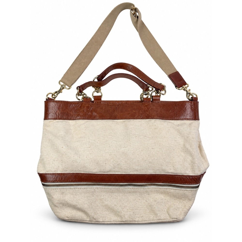 J.Crew Vintage Y2K Canvas and Leather Tote Crossbody Bag